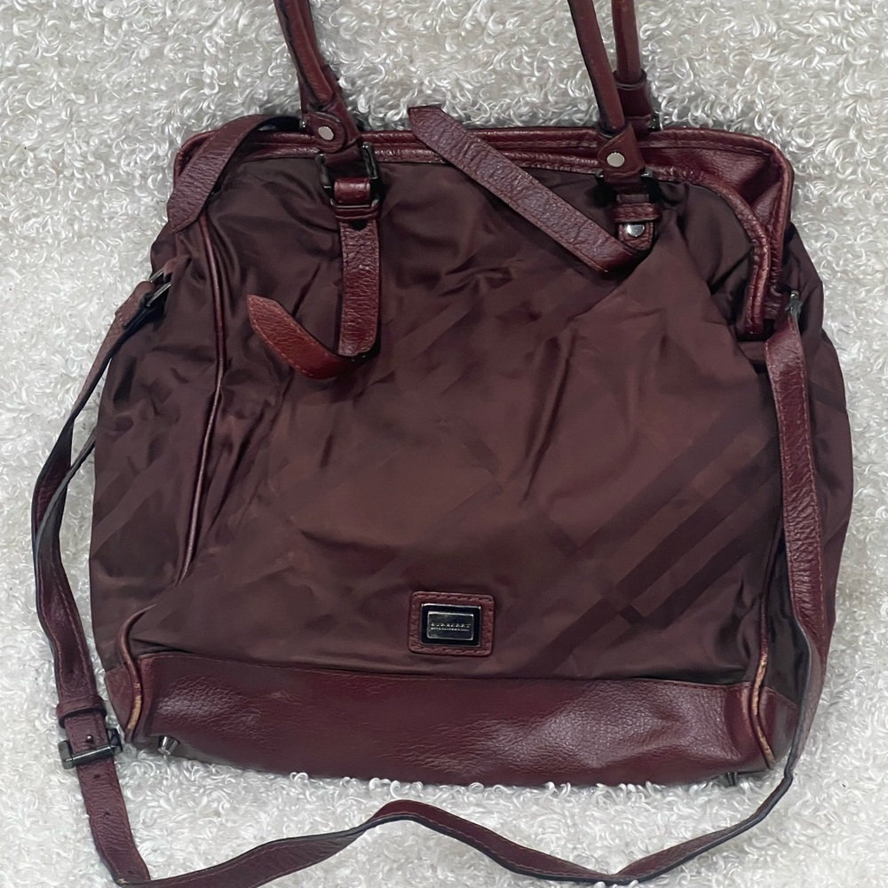 Burberry Leather Trimmed Exploded Check Tote